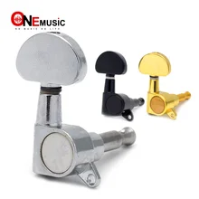 Clavijas de afinación de cuerdas de guitarra, cabezas de máquina para guitarra eléctrica acústica, Oro Negro cromado, estilo Grover, 6 unids/lote