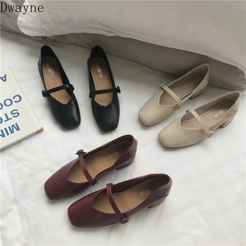 

2019 autumn new high heels women Fashion simple solid color retro style thick heel comfortable and comfortable Mary Jane shoes