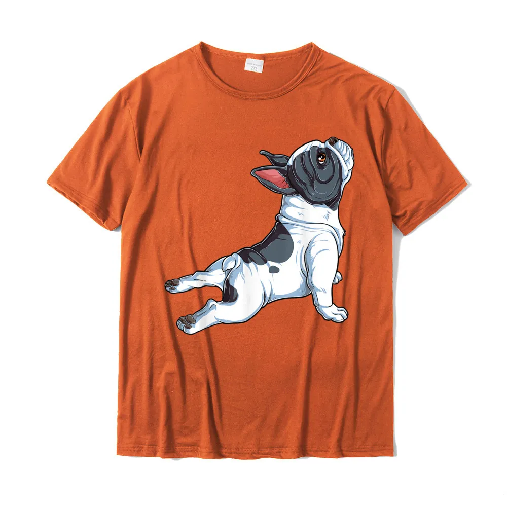 Funny 100% Cotton Fabric T Shirt for Men Short Sleeve Cool Tops Shirt Fitted Summer Fall Round Collar Tops Shirts Fitness Tight French Bulldog Yoga T shirt Frenchie Namaste Men Funny Gift T-Shirt__18623 orange