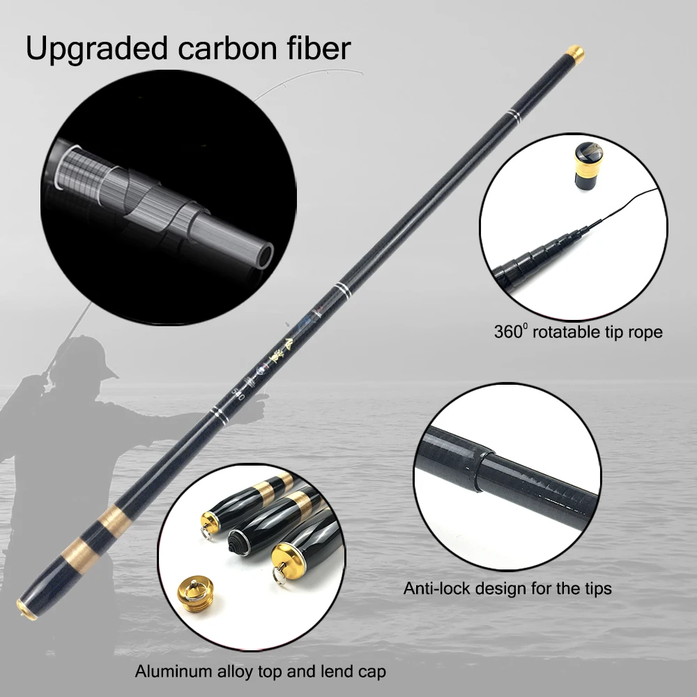 SIECHI Carbon Fiber Telescopic Fishing Rod Ultra-light Stream Hand Pole  Carp Feeder Fishing Pole Tenkara 3.6-7.2m vara de pesca