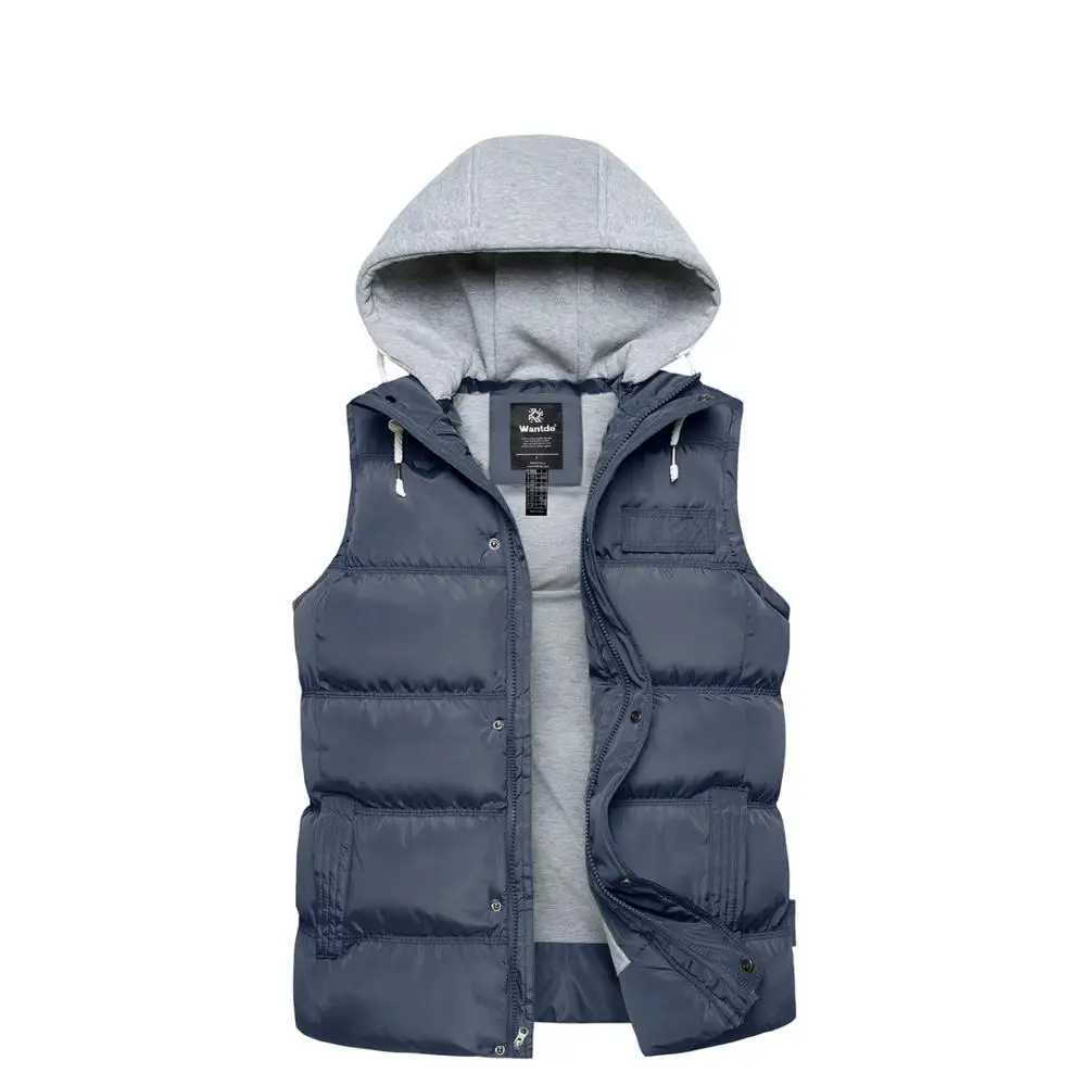 Wantdo Men's Warm Winter Gilets Windproof Body Warmer Vest Cotton Padded Gilets Hooded Sleeveless Vest 