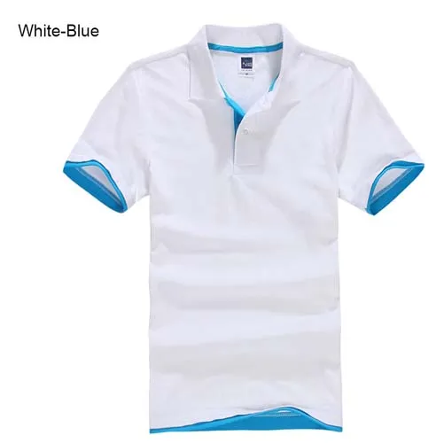 Ranberone, фирменная новинка, Мужская рубашка поло, высокое качество, мужская хлопковая рубашка с коротким рукавом, брендовые майки, летние мужские рубашки поло размера плюс - Цвет: white Blue