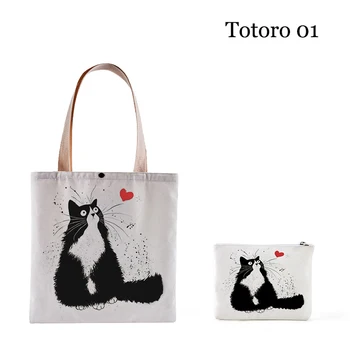 

2020 New fashion Lady's shoulder bag & wallets Printing canvas bag ins totoro photo customized girls schoolbag White cloth