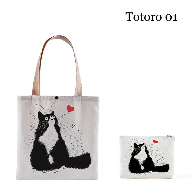 Женская Холщовая Сумка с принтом ins totoro белая сумка на плечо рисунком по