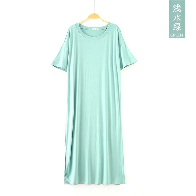2020 Summer New Style Modal Dress Pregnant Women Nightgown Short Sleeve Large Size Dress Loose Pajamas Long Skirts-Outer Wear