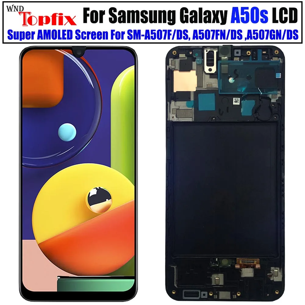 

For Samsung Galaxy A50S A507 LCD Display Touch Screen Digitizer with frame Assembly Replacement For Samsung A50s LCD