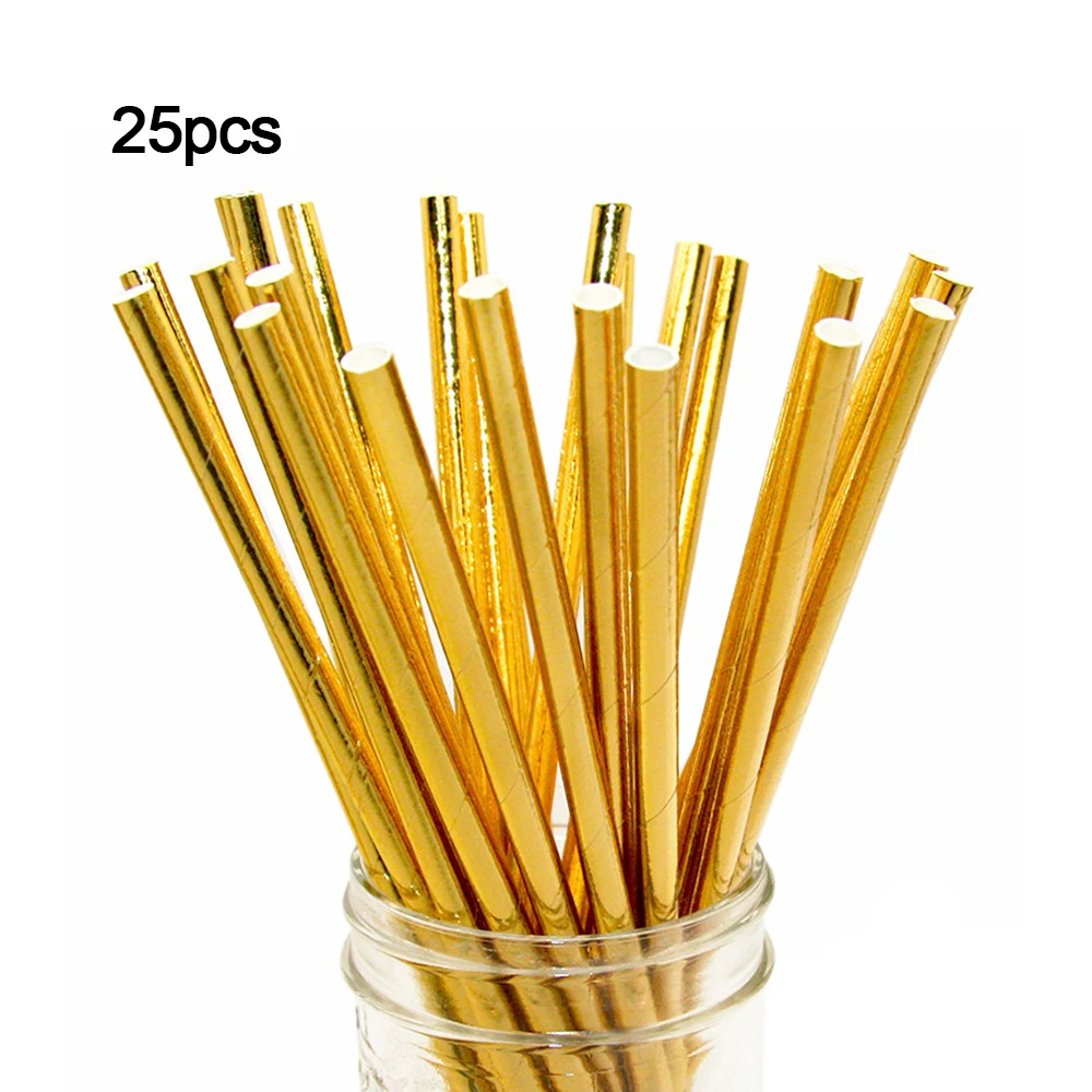 straws 44 шт Вечерние принадлежности, одноразовые наборы для украшения, твердая крафт-Воловья бумага, десертные тарелки, тарелки для торта, посуда, ужин, экологически чистые - Цвет: straws