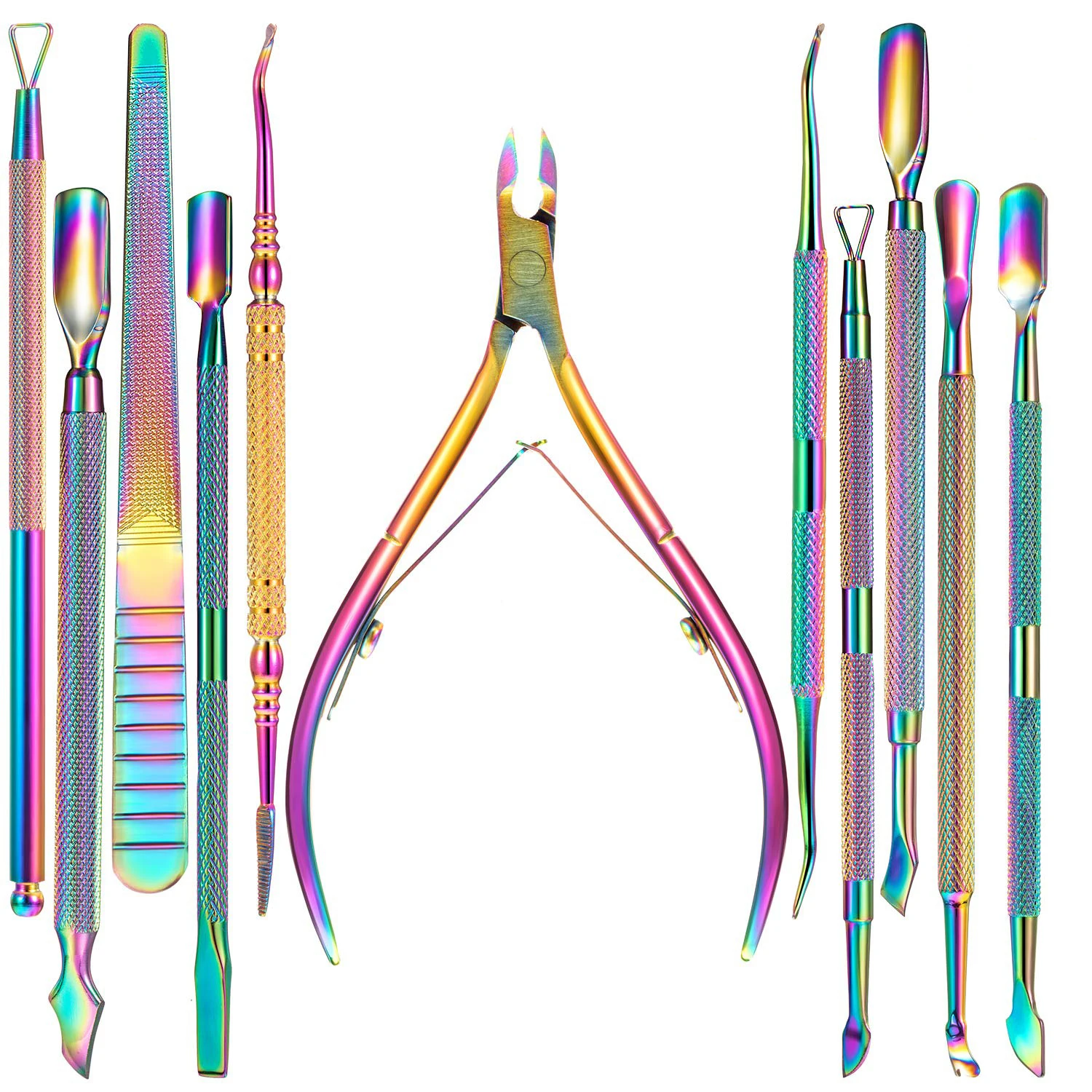 

New Cuticle Nippers Ingrown Nail Kit Cuticle Pusher Triangle Gel Nail Polish Remover Nail Cleaner Tool Fork Nail File Lifter