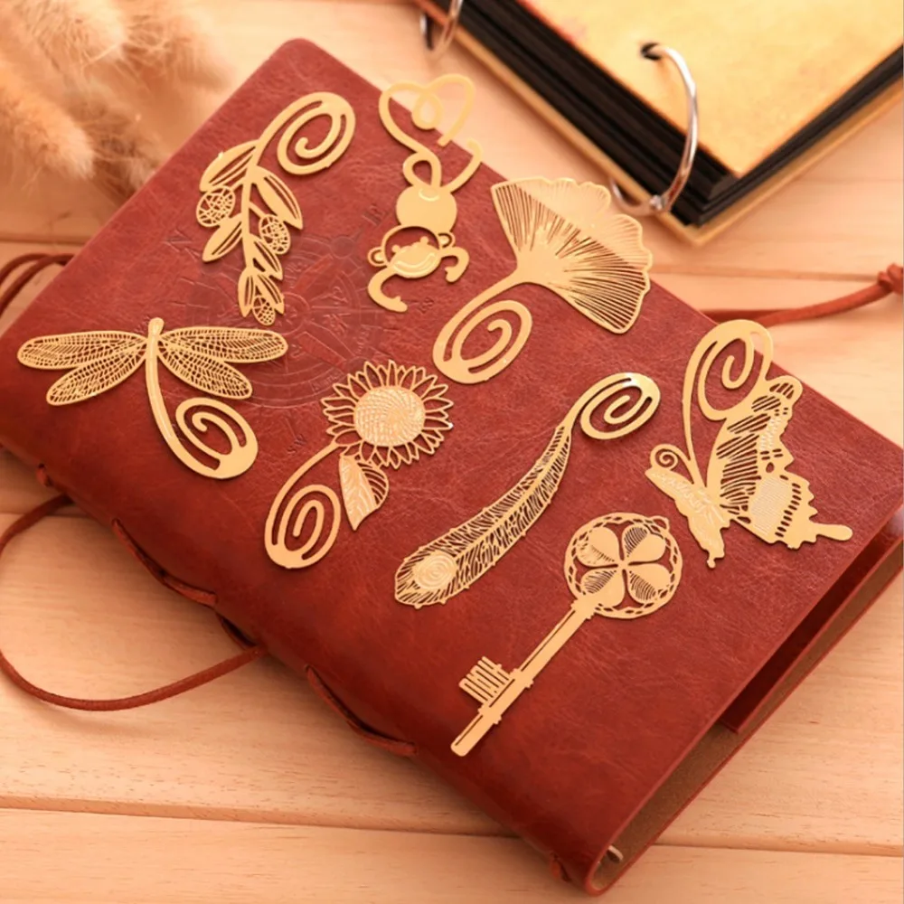 

1Pcs Mini Cartoon Pattern Book mark Novelty Stationery Gold Color Metal Bookmark