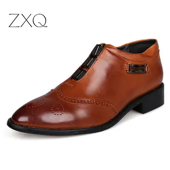 

New Men PU Leather Ankle Oxford Boots British Style Male Casual Lace Up Derby Shoes Retro Carved Flower Brogue Shoes