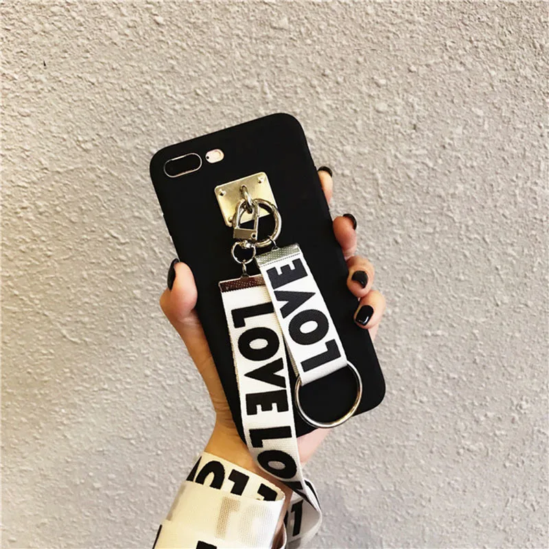 Модный простой, матовый чехол для телефона для iPhone 5 6 S 7 8 Plus X XR XS MAX чехол для samsung S8 S9 S10 Plus Note 8 9 с ремешком - Цвет: White04