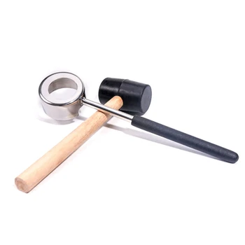 

2Pcs/Grade Practical Lightweight Coconut Opener Tool Set Stainless Steel Opener With Wooden Mallet