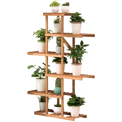 Support pour plantes en bois massif, couleur primaire, 7 couches, multi espace, grande capacité, stockage de fleurs, balcon, étagère pour fleurs de jardin 