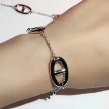 925 пробы Серебряные Элегантные полые свиной нос модные браслеты милое животное, амулет, браслет для женщин известный дизайнер ювелирные изделия