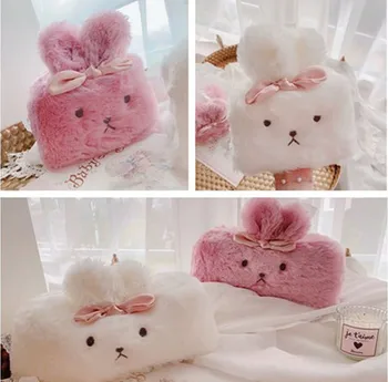 

1pcs INS Pink Rabbit Tissue Box Cover Creative Car Armrest Tissue Case Cute Plush Toys Decorative Napkin Holder for Home Decor