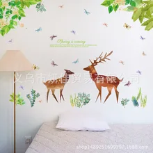 SK9176 зеленый лист олень диван коридор гостиная у входа в спальню ТВ фон стены декоративные стены ПВХ
