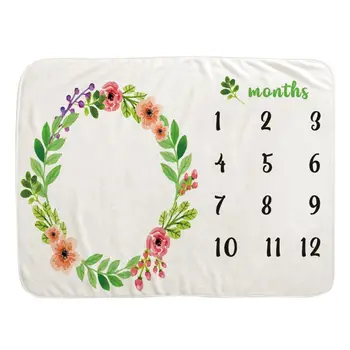 

Baby Monthly Record Growth Milestone Blanket Wreath Pattern Photography Props