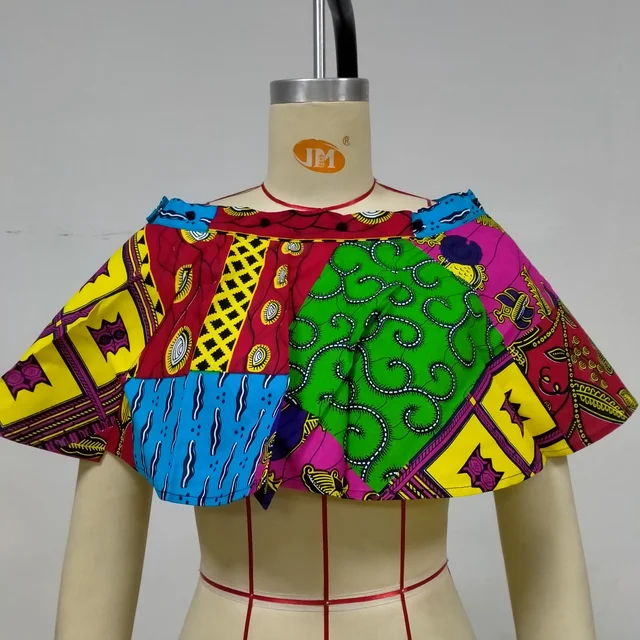 New African Women's Dress National Characteristics Batik Printed Polyester Half Skirt Short Dress Dress as picture