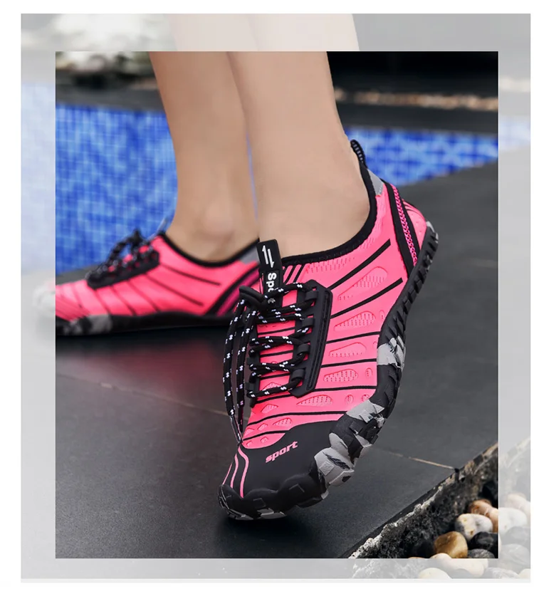 Água do Aqua Verão ao ar Sapatos Homens Mulher Praia Chinelo Cinco Dedo Wading Descalço Livre Yoga Caminhadas Tênis Rio Acima Sapato Mar 15 Sapatos de natação