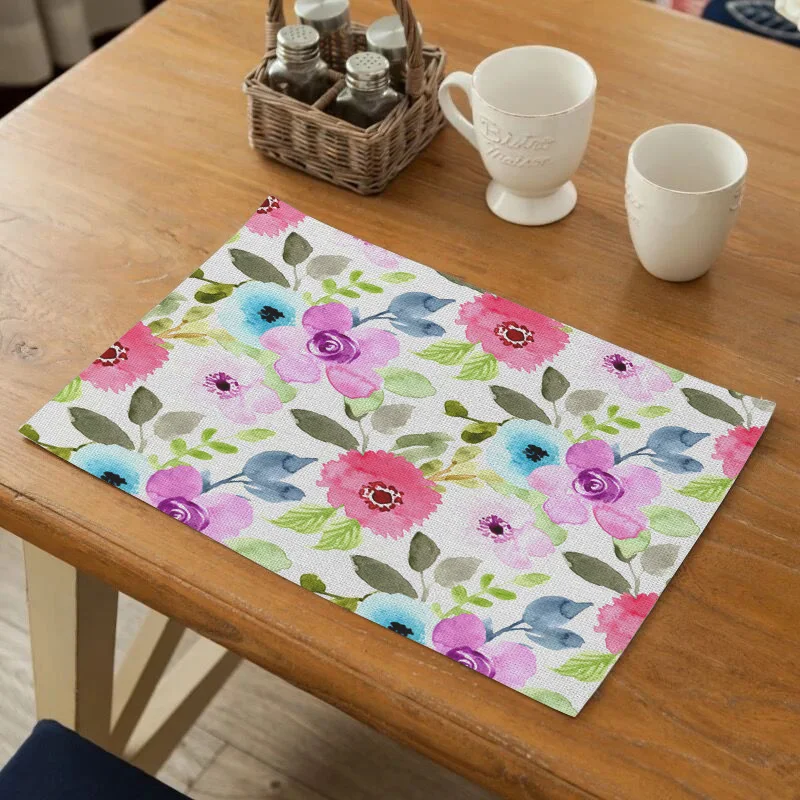 

Fuwatacchi Flower Patterns Placemat Dessert Bowel Drink Coasters Table Mats for Dining Table Wedding Party Pastoral Table Napkin