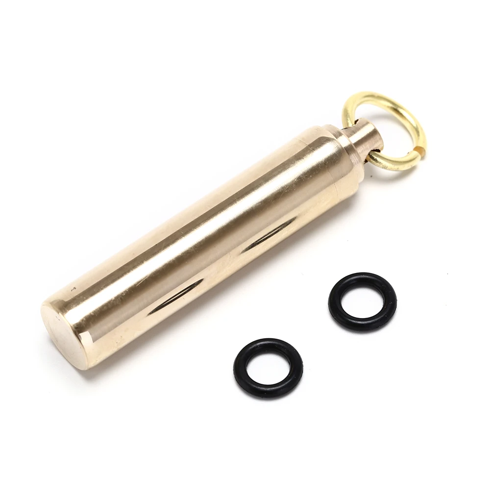 

1PCS Waterproof Pills Case Mini Brass Medicine Box Container Medicine Bottle Keychain Outdoor Emergency Gear Tool EDC Survival