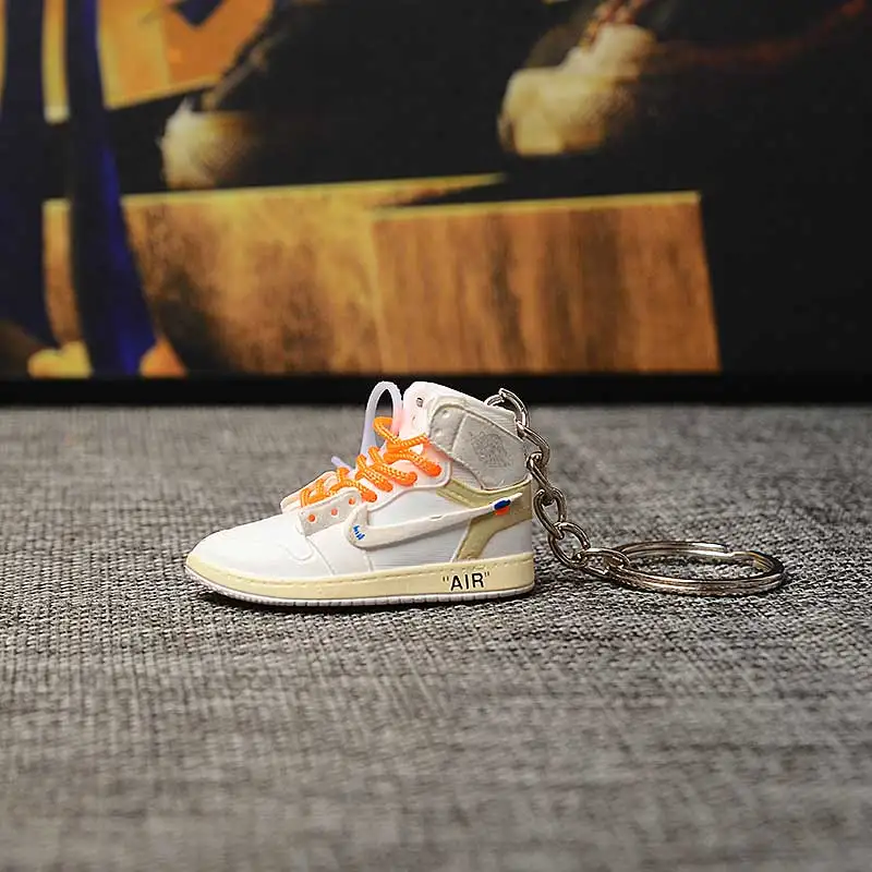 a single shoe w ring Дропшиппинг ПВХ брелок для обуви 1 3D мини-кроссовки "OW CHICAGO" Спортивная обувь Кроссовки брелки - Цвет: a single shoe w ring
