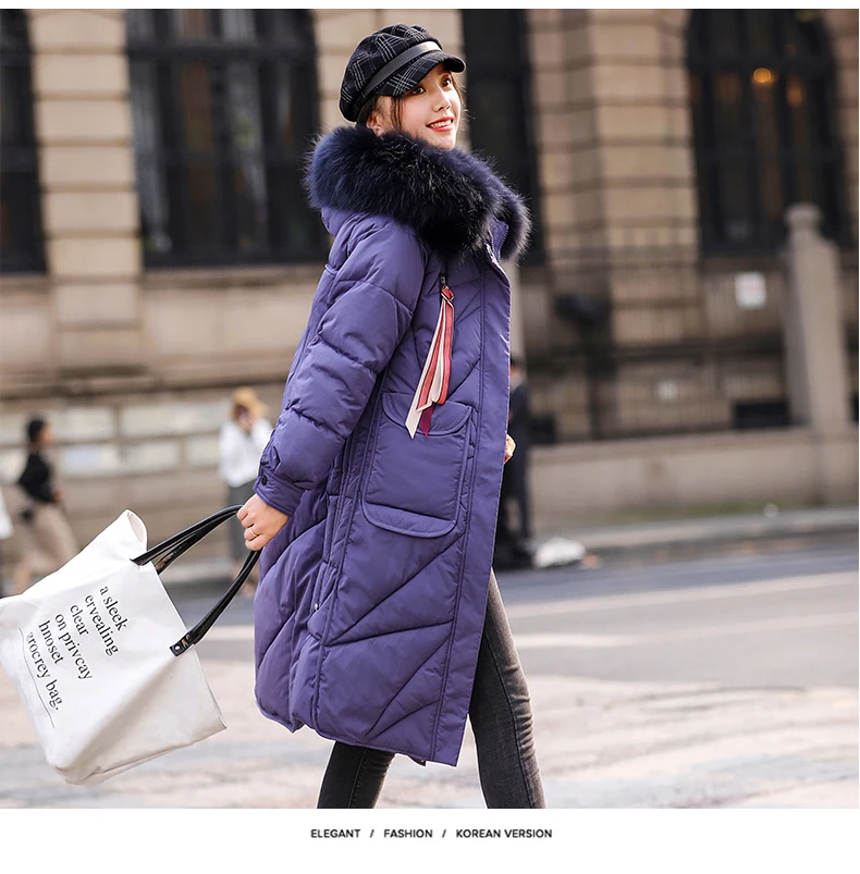 Плюс размер 5XL новая зимняя куртка женское длинное пальто модное письмо вышивка хлопок мягкий большой меховой воротник Повседневная Длинная парка