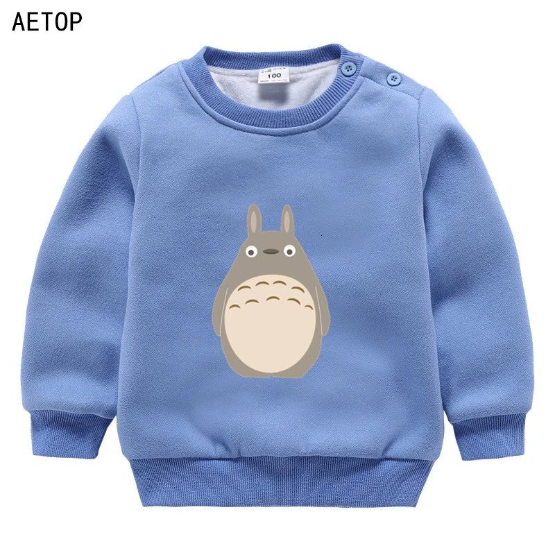 as picture ; зимние Бархатные фильм Толстовка totoro для мальчиков и девочек, забавные цветные детские с О-образным вырезом для шеи, детские топы с рисунками из мультфильмов для малышей - Цвет: as picture