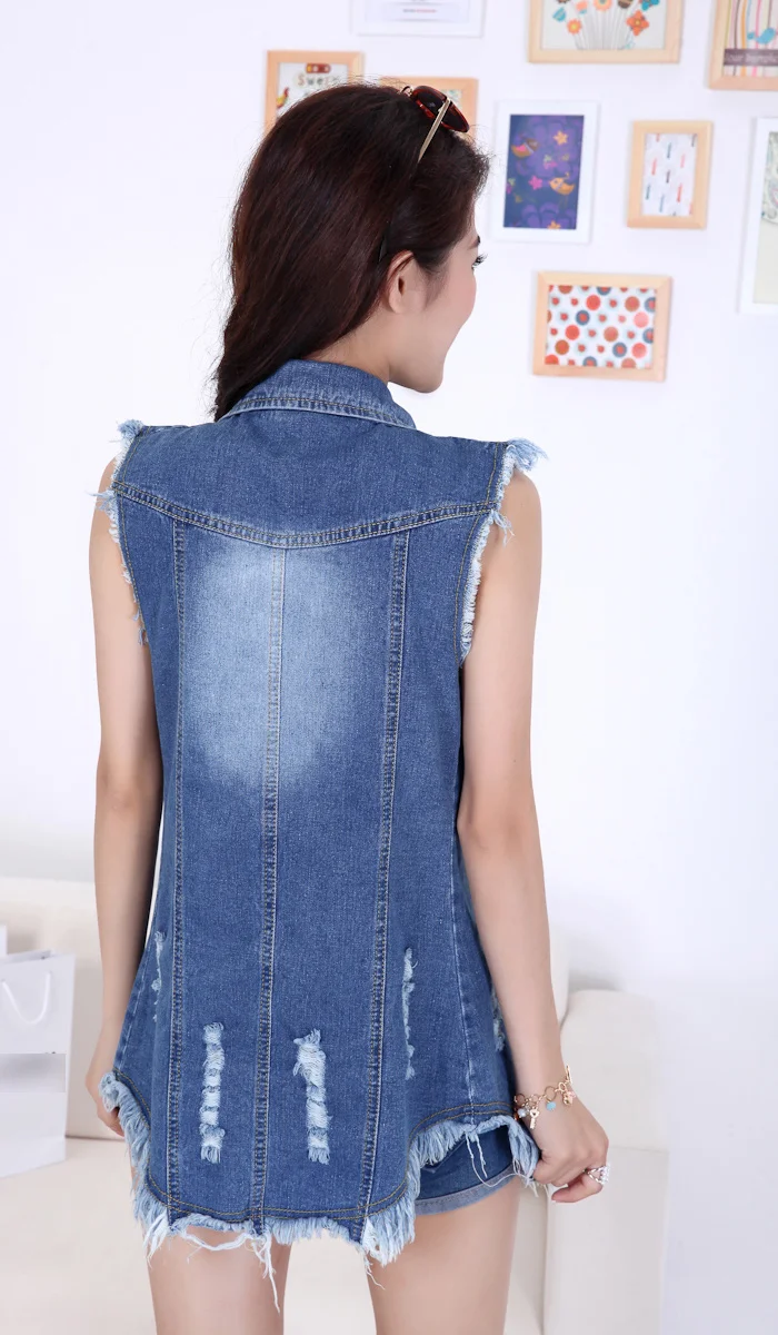 Summer New Women Korean Version Of Large Size Cowboy Jacket Fashion Tassel Ladies Denim Sleeveless Vest Jackets