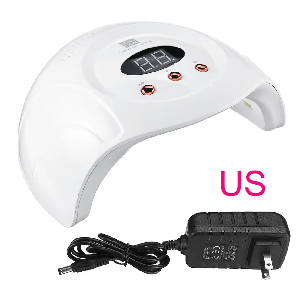 US Plug Профессиональная Сушилка для ногтей, 90 Вт, 30 шт., светодиодная УФ лампа, ЖК-дисплей, 3 зубчатых геля для сушки ногтей, инструменты для дизайна ногтей, 110-240 В - Цвет: US Plug