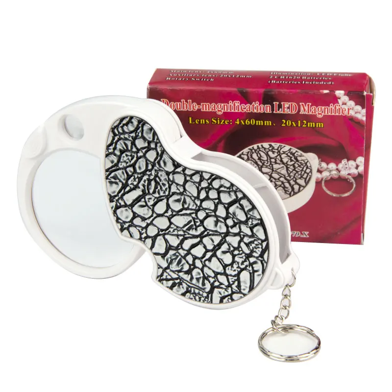 

Карманная Лупа для ювелирных изделий с двумя линзами и подсветкой, Портативная Лупа для драгоценностей, Складная лупа для определения внутреннего стекла со светодиодной подсветкой