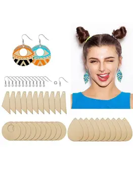 

60 Pieces Unfinished Wooden Earrings Pendants Blank Jewelry Making DIY Crafts