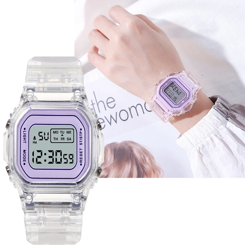 Electronic Watches for Women Men Rose Gold Silicone Strap Transparent Dress LED Digital Wristwatch Sport Clock Relogio Feminino afbeelding