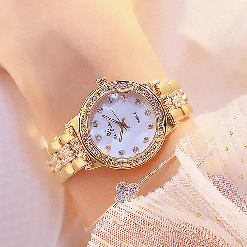 

Women Stainless Steel Band Watch Gold Bracelet Watch Top Brand Luxury Big Diamond Ladies Quartz Wrist Watches For Female Clock