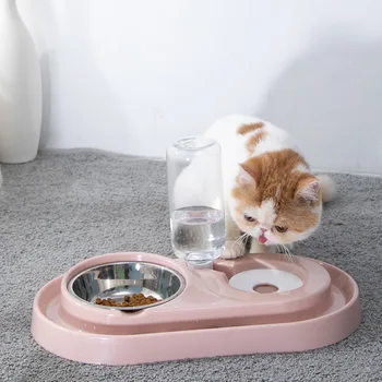 

500ML Pet Cat Automatic Feeders Pet Feeding Watering Supplies Large Capacity Food Water Dispenser Cats Dogs Food Storage Bucket