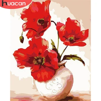 

HUACAN Paint By Number Flower Hand Painted Painting Art Drawing On Canvas Gift DIY Pictures By Numbers Flowers Kits Home Decor