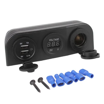 

Car Ship Modified Voltmeter Dual USB Socket Power Socket Voltmeter Three in One 12-24V