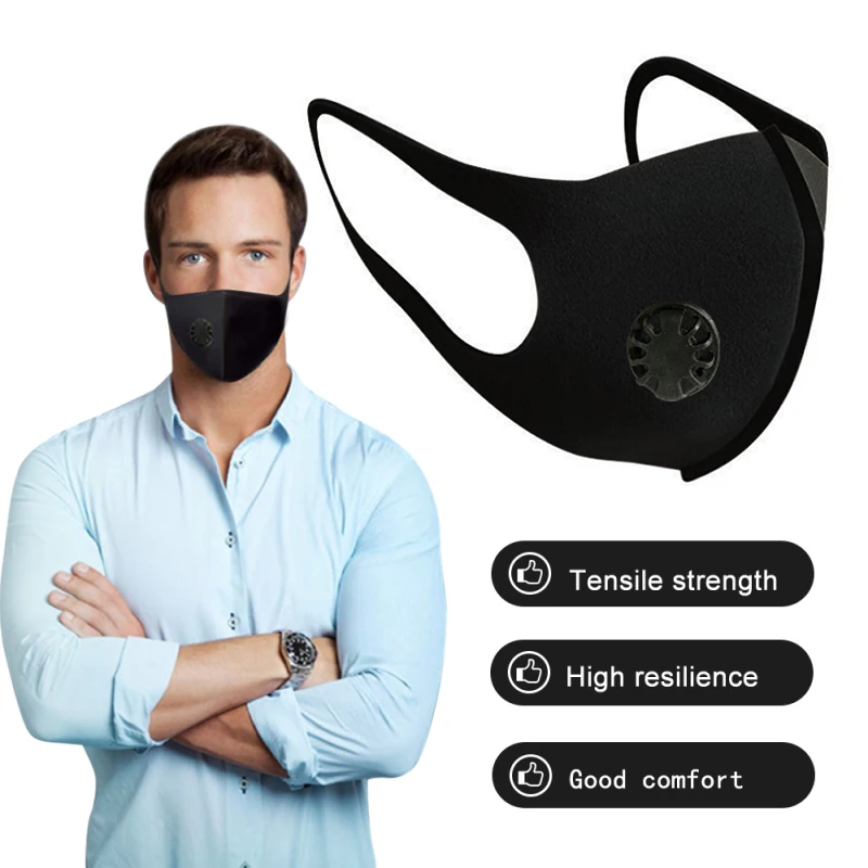 

*Unisex Anti Dust Mask PM2.5 Pollution Face Mouth Respirator Black Breathable Valve Mask Filter Anti Fog Mouth Cover Fast Ship