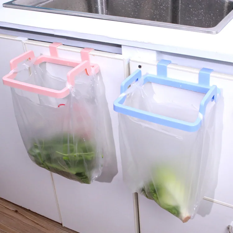 

Random Color Foldable Hanging Trash Rubbish Bag Holder Garbage Bag Rack Cupboard Cabinet Storage Hanger For Trash Can Kitchen