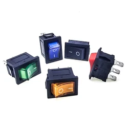 5pcs 10pcs 4 colors KCD1 21*15mm LED 3 Pin SPST 250V 6A Rocker switch SPST ON/OFF Snap-in rocker position switch with light