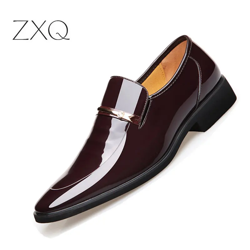 Men Dress Italian Leather Shoes Slip On Fashion Men Leather Moccasin Formal Male Shoes Pointed Toe
