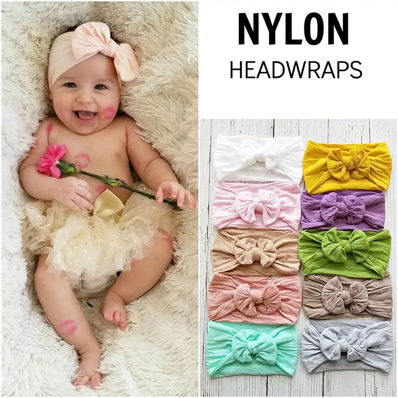 Diademas de nailon para bebé, lazos para el pelo, para bebé turbante, bandas elásticas para el pelo para niños, regalos de fiesta de cumpleaños, accesorios para el cabello para bebé 2019