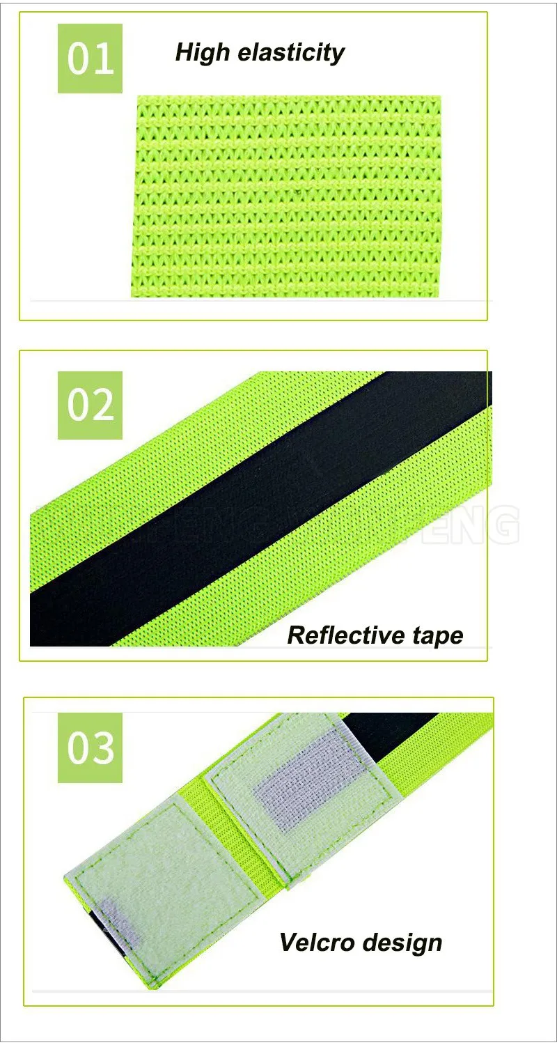 Ночная высокая видимость безопасность на рабочем месте Предупреждение льная лента Бег Велоспорт открытый светоотражающие полосы эластичный нарукавник
