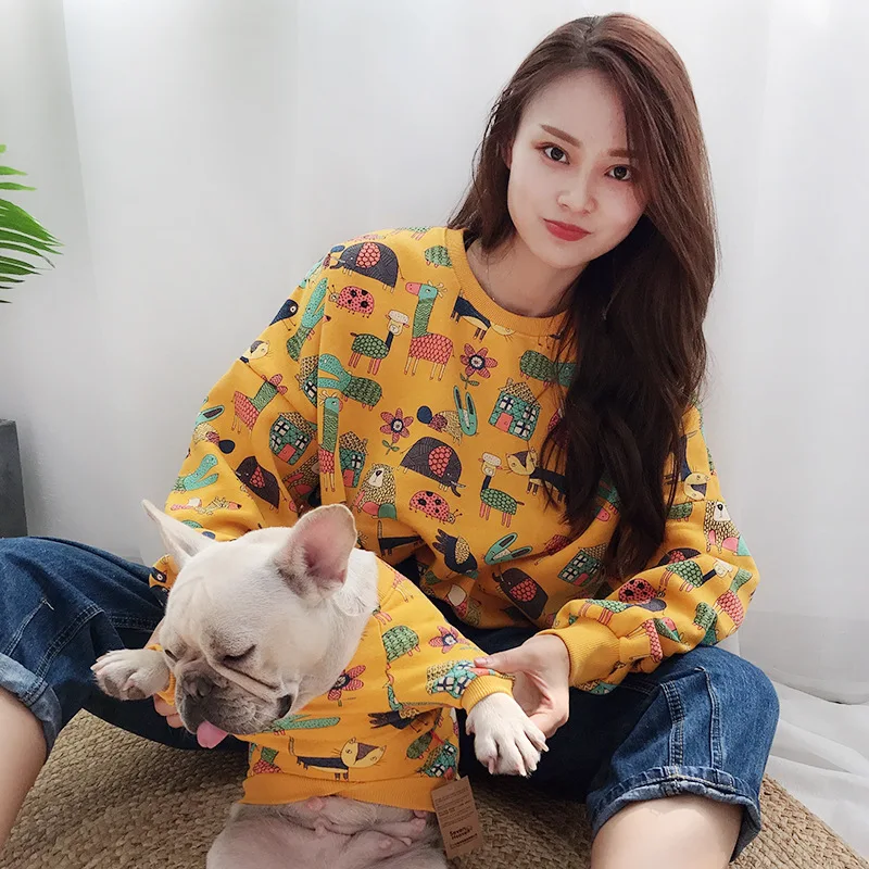 

Autumn and winter 2019 Plush cute pet parent-child clothes dog two legged clothes cool cartoon dog clothes