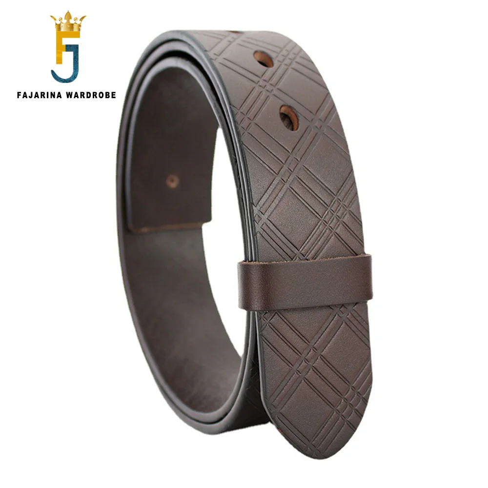 FAJARINA Top Quality Cow Genuine Leather Striped Line Cowhide Belt Men Fit Smooth Pin Style 3.8cm Belts without Buckle N17FJ1130