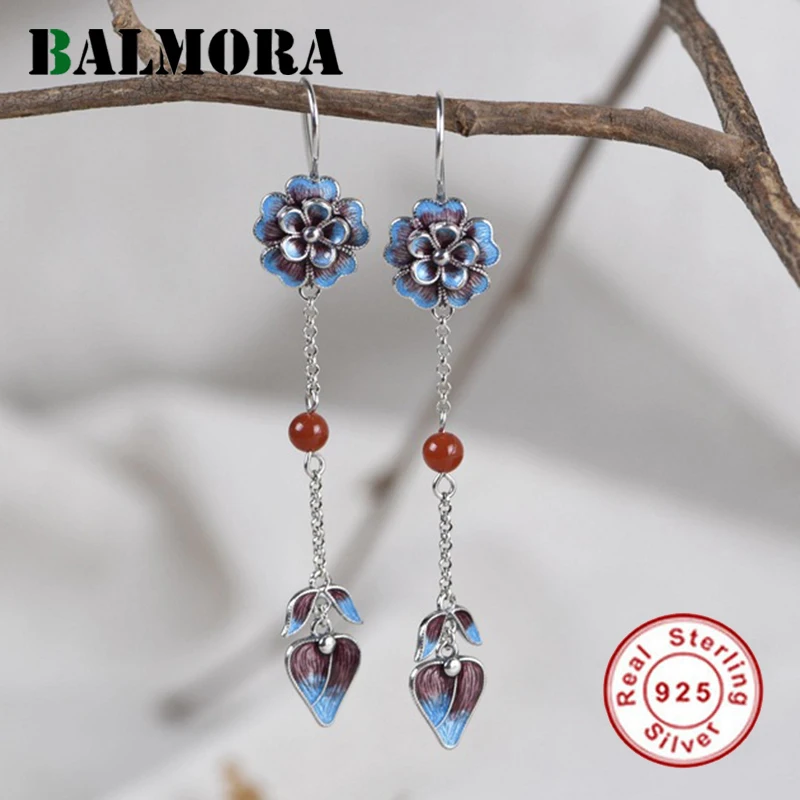 BALMORA, оригинал, Настоящее серебро 925 пробы, серьга из серебра в виде цветка для женщин, серьги пиона, эмалированные сережки, ювелирное изделие, подарок|Серьги| | АлиЭкспресс