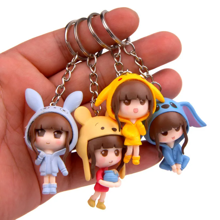 4-Q красивый комплект для гаража с героями мультфильмов, креативный ключ, брелок для ключей, подвеска в Корейском стиле для пары