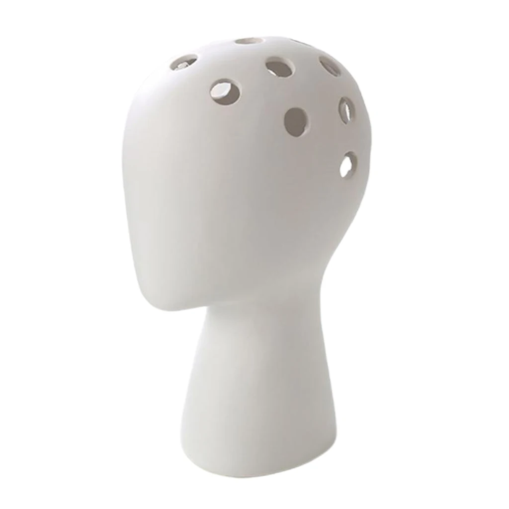 Ceramic Tabletop Wig Display Hair Mannequin Head Stand Model for Home Shop Decor