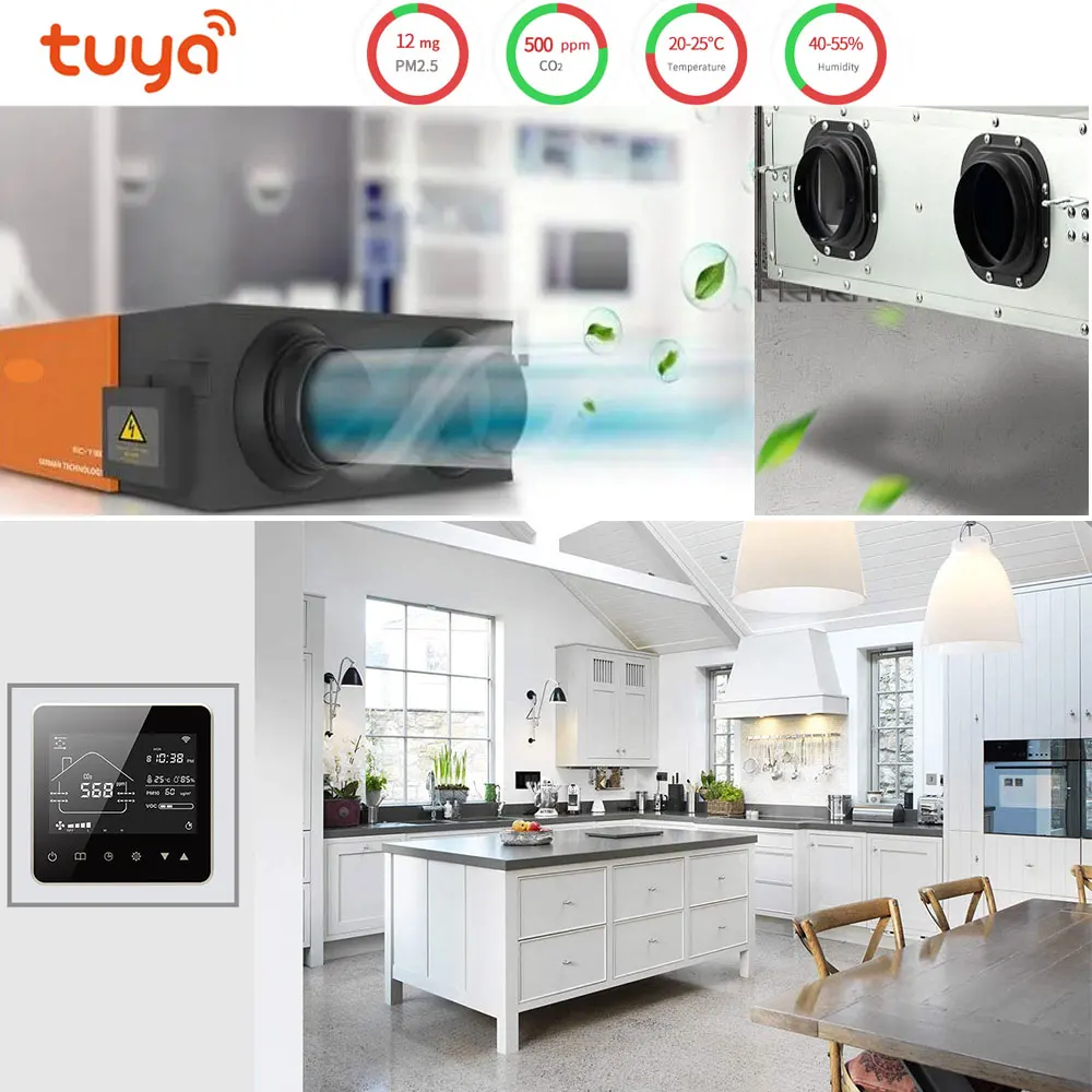 Tuya WIFI Air Valve Controller for Ventilation System with CO2 PM2.5 VOC RS485 Three Speed Control Remote Intelligent Switch NEW