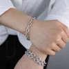 inner 56-58mm silver color micro pave clear cubic zirconia iced out bling cz cuban link chain bangle bracelet for women 3